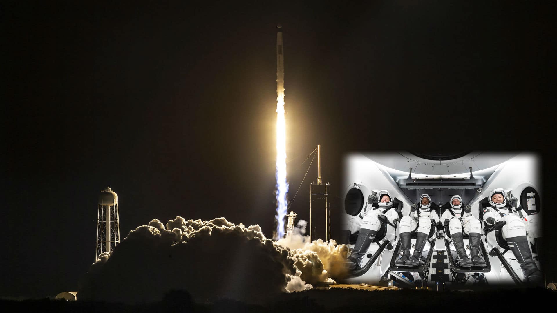 El 16 de noviembre, la cuarta y última misión tripulada del año llevó a 4 astronautas (por primera vez en una *cápsula* espacial) a la ISS. A bordo de la Crew Dragon "Resilience" iban los astronatas Victor Glover, Shannon Walker, Michael Hopkins y Soichi Noguchi. [SpaceX]