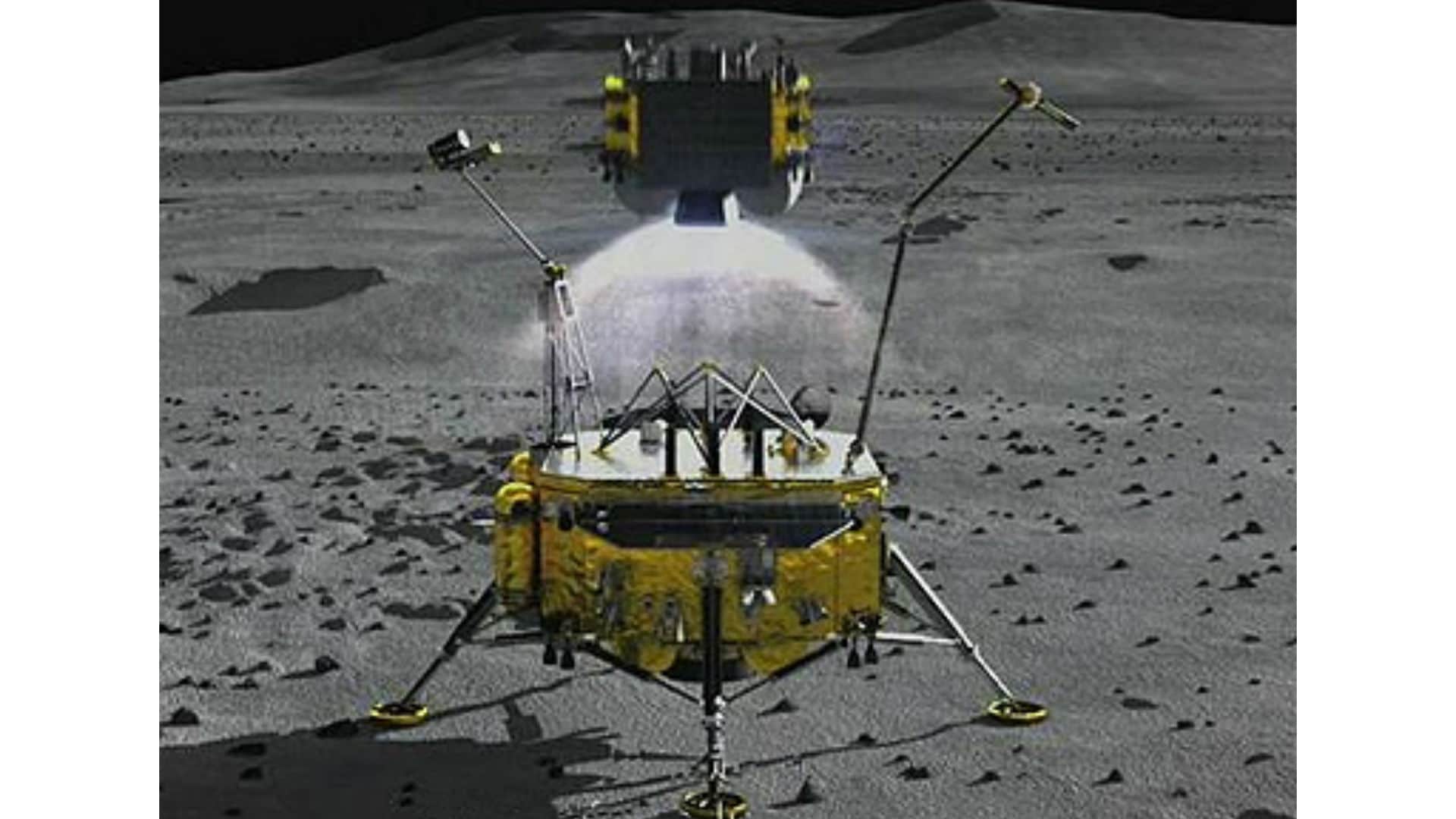 El 3 de diciembre, el módulo de ascenso de la sonda Chang'e 5 despegó de la Luna, realizando el primer lanzamiento orbital fuera de la Tierra desde 1976. A bordo iban algunos kilogramos de muestras lunares. [CNSA]